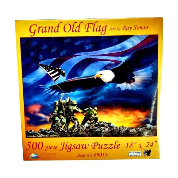 New Grand Old Flag Puzzle Artist Ray Simon 500 Pieces 18" x 24" Or Craft Items - Picture 1 of 8